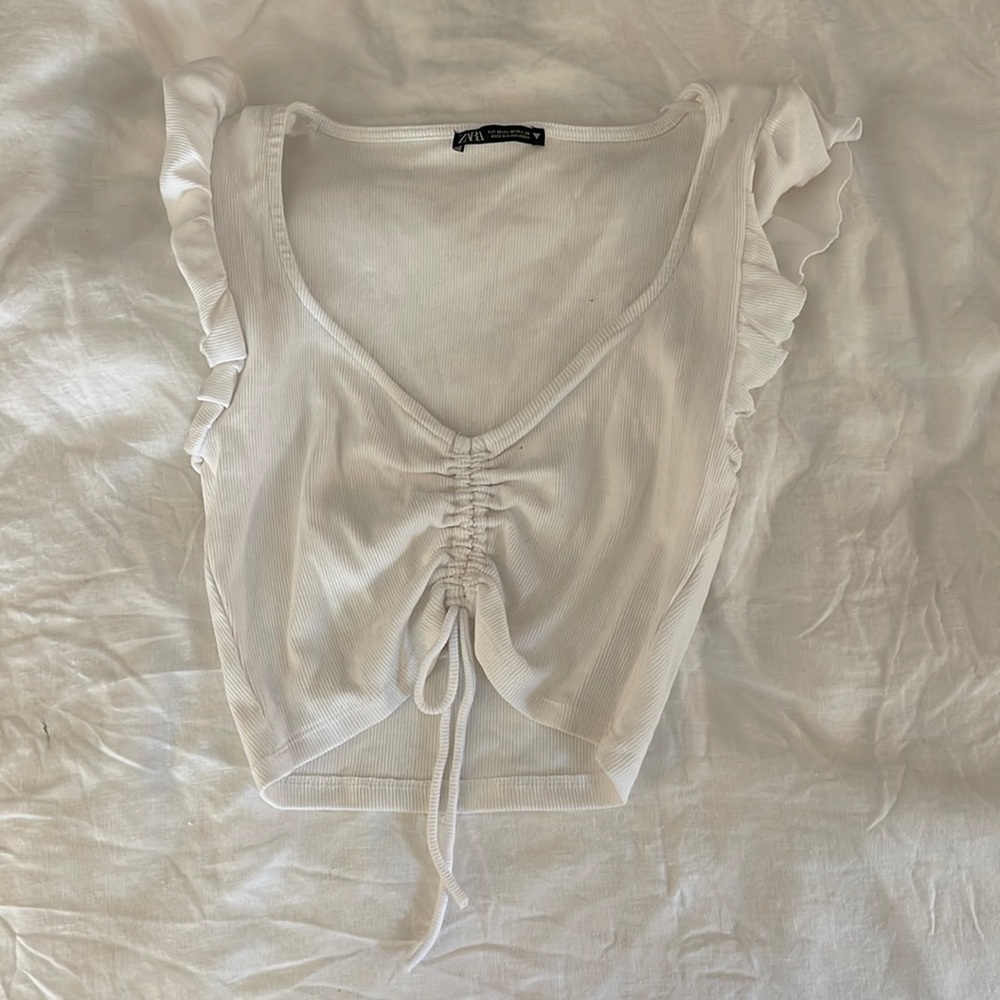 Zara white tank/crop top, size M